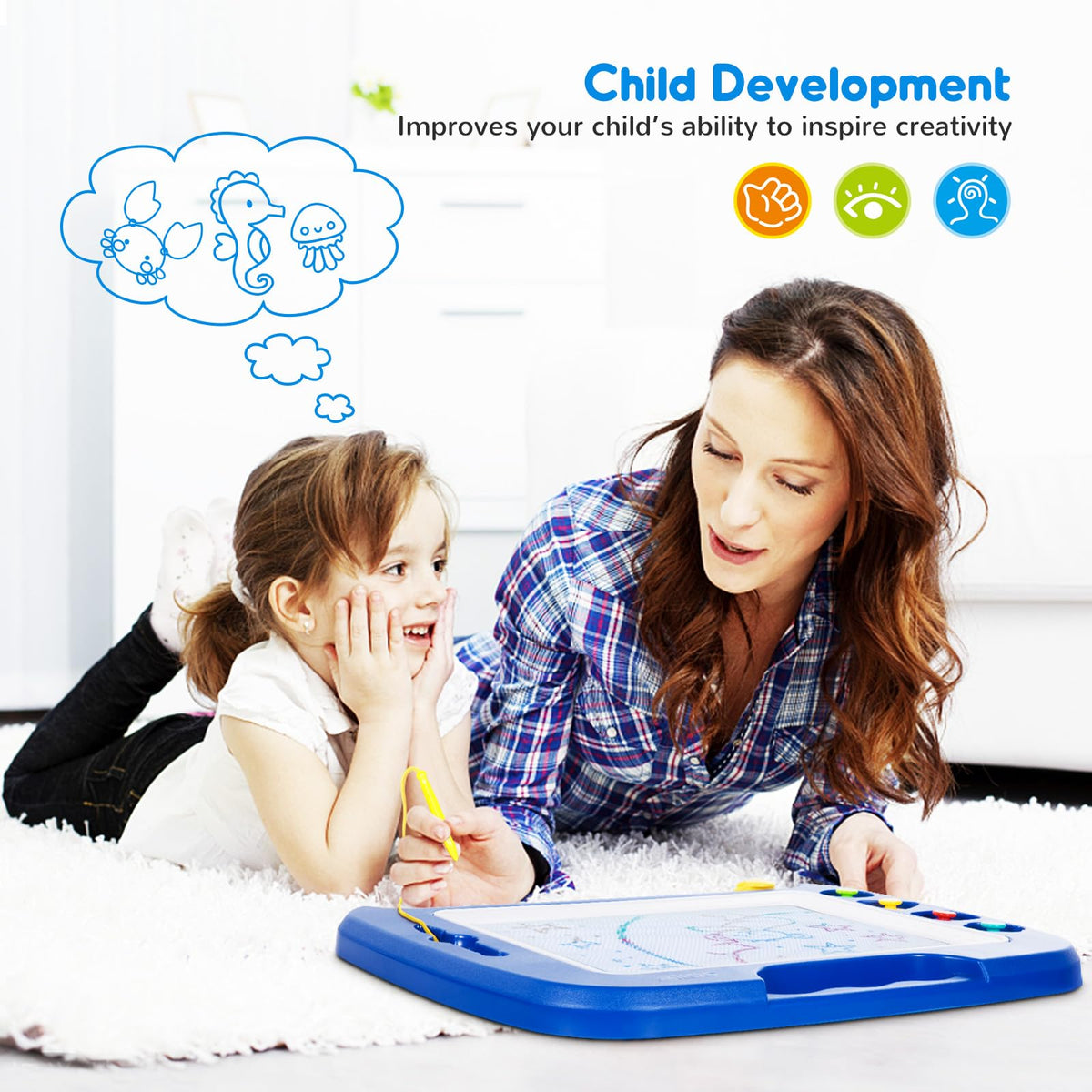 SGILE travel-friendly board keeps kids creatively engaged on the go.