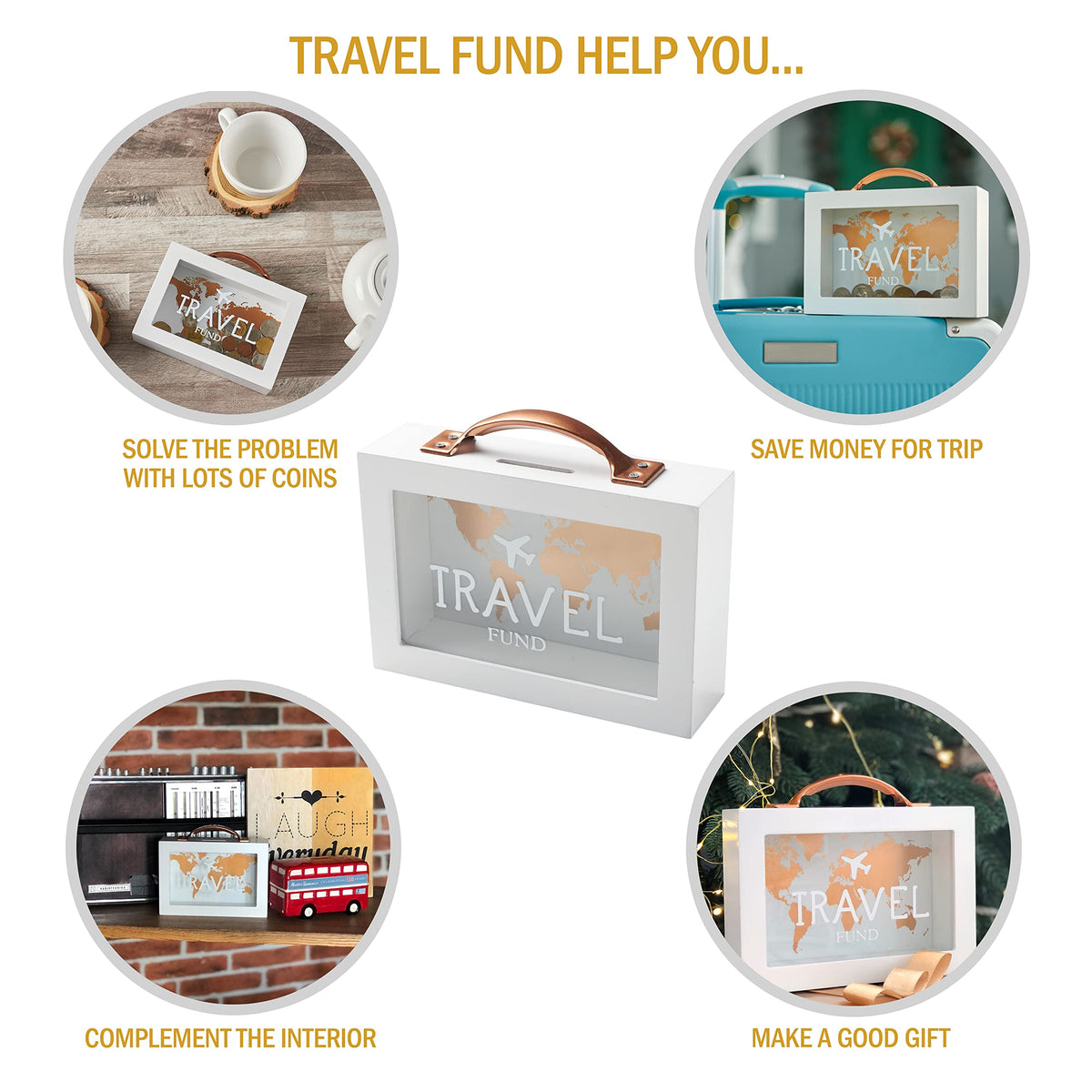 Generic Travel Fund back shows the world map for inspiration.