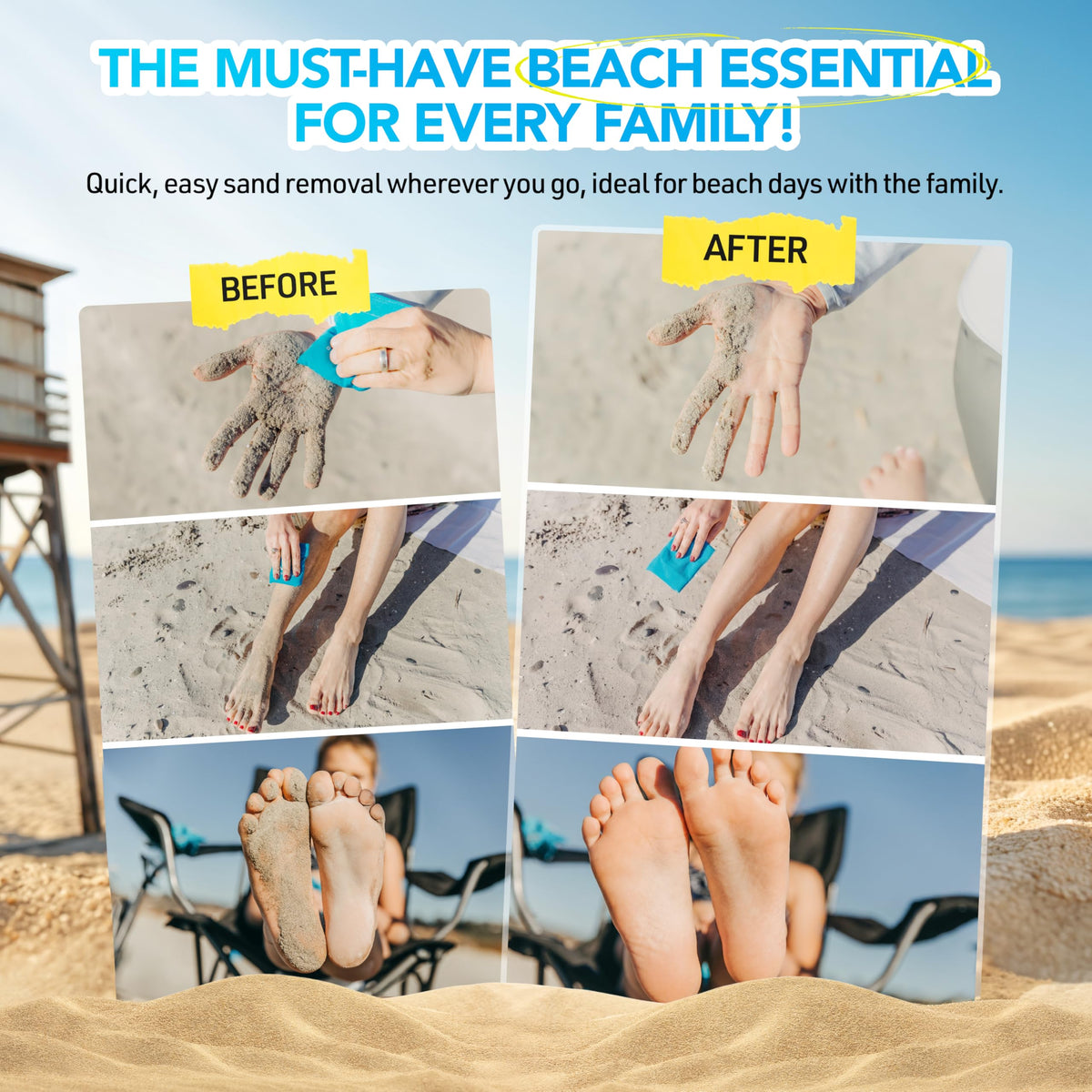 SHAKALO Sand Removal Bag on feet removes sand fast before entering the car