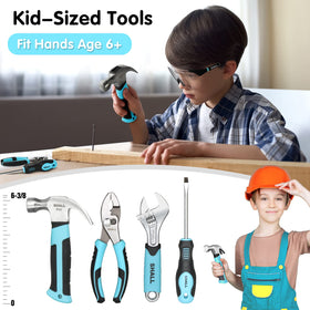 SHALL safety glasses on, protecting eyes during pretend or real crafting sessions.