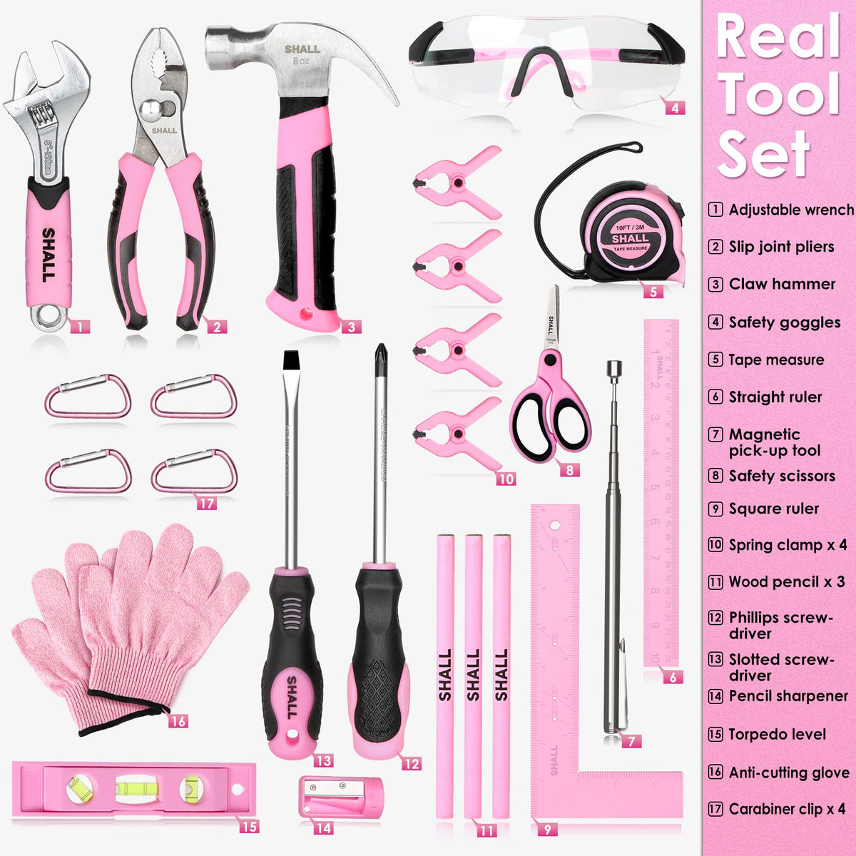SHALL twelve-inch pink tool bag ready for kids with durable design.
