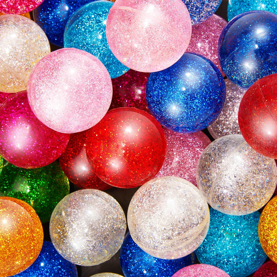 Shappy 60-pcs glitter bouncy balls in bulk for party favors