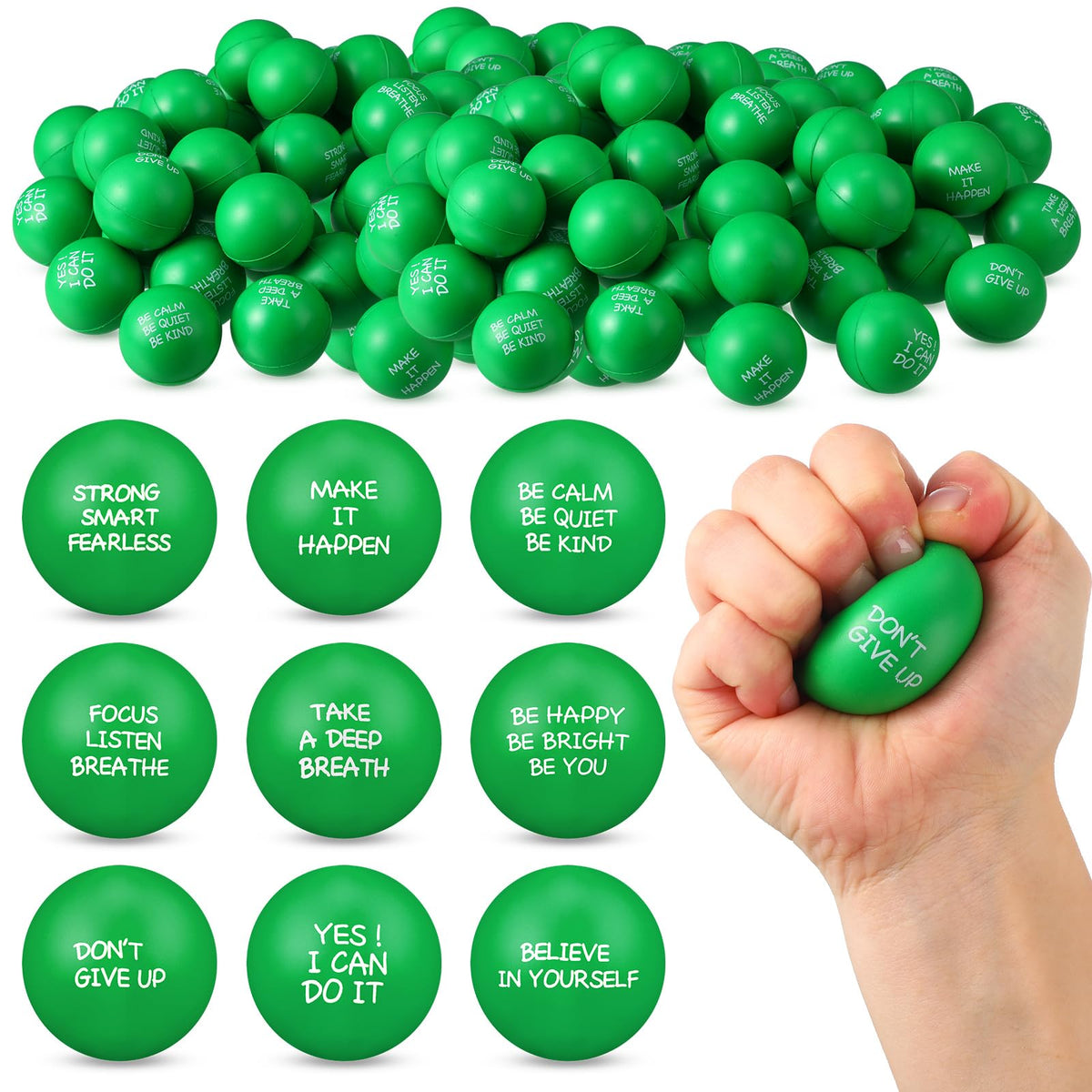 Shappy 72-pack inspirational stress balls with quotes for desk motivation and focus.