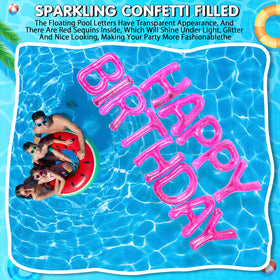 Shappy birthday letter pool decor used as photo prop for celebrations