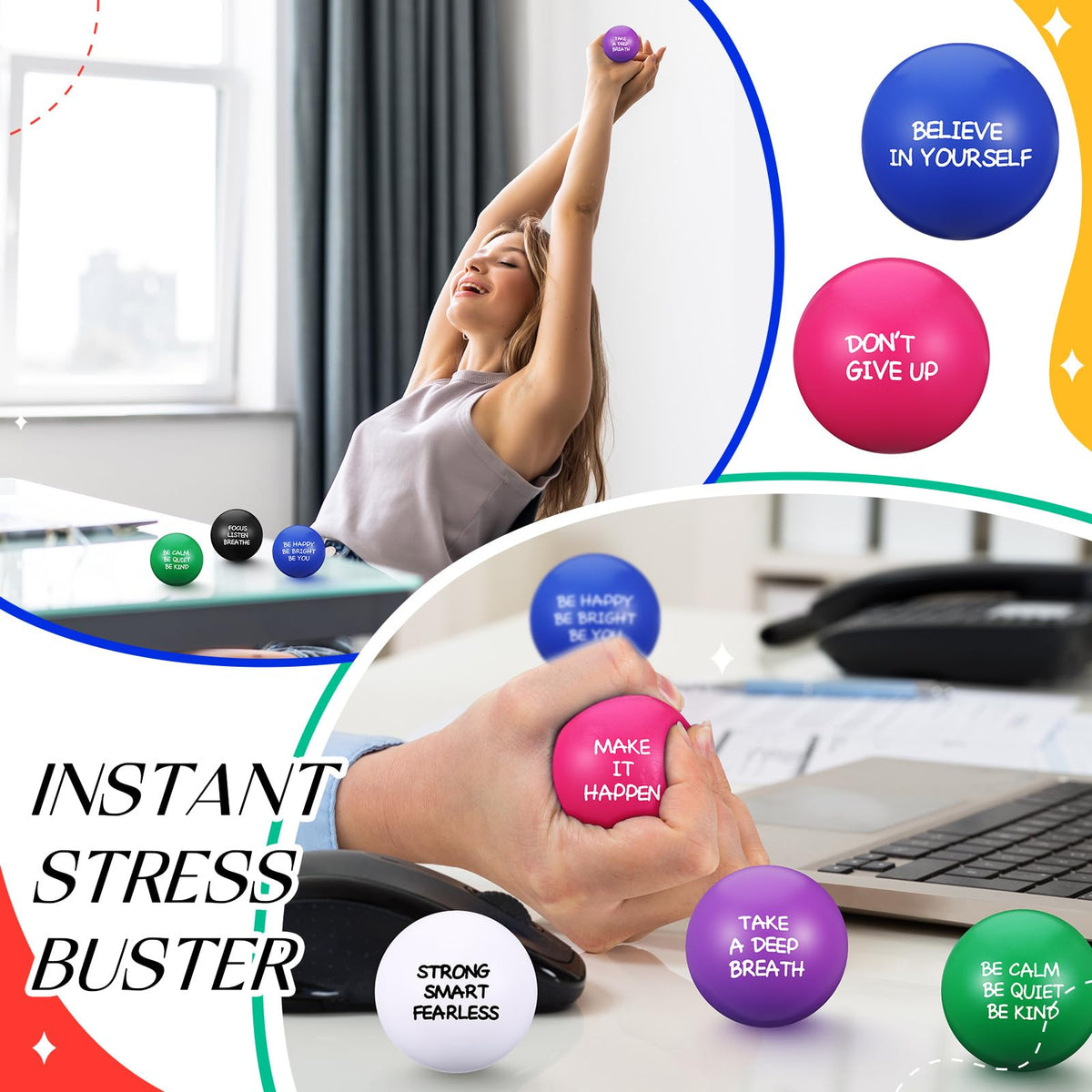Shappy colorful fidget balls ideal for sharing at work