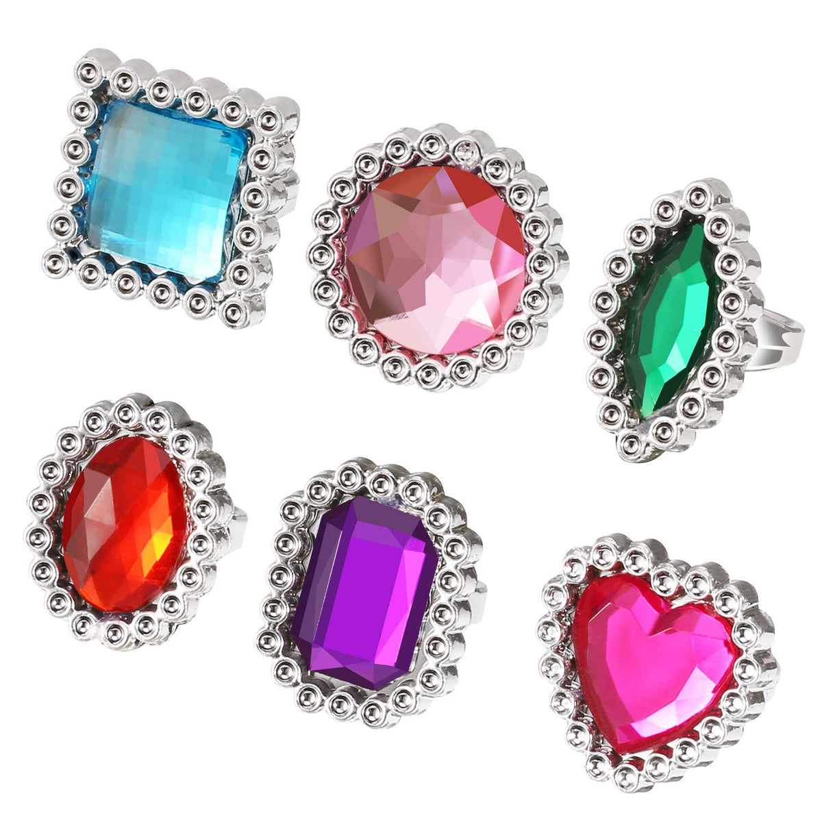 Shappy round diamond plastic ring adds playful sparkle for party favors.