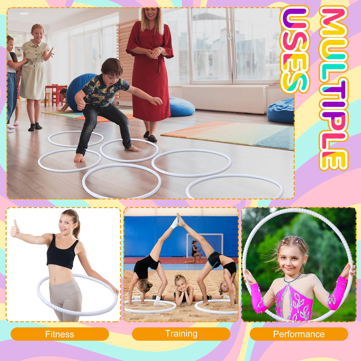 Shappy durable plastic hoops resist breakage and fading for long-lasting fun.