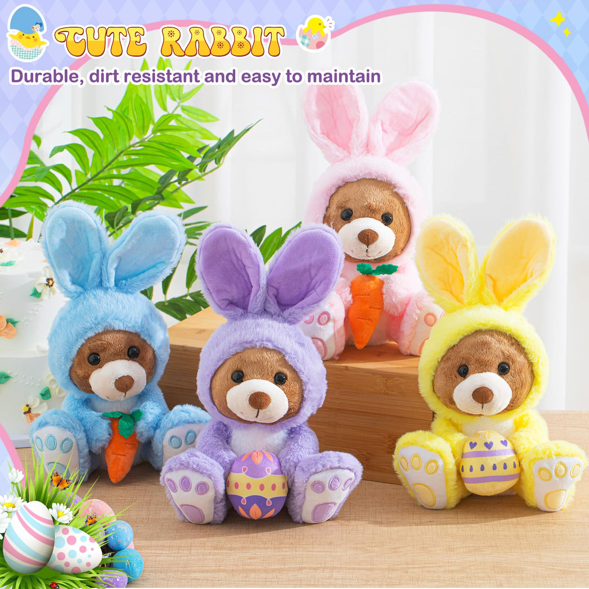 Shappy Easter bunny plush blue, durable and cuddle-friendly for kids