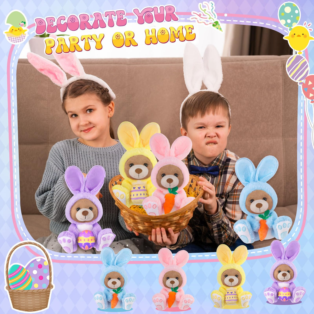 Shappy Easter bunny plush with Easter eggs accent, ideal gift or display