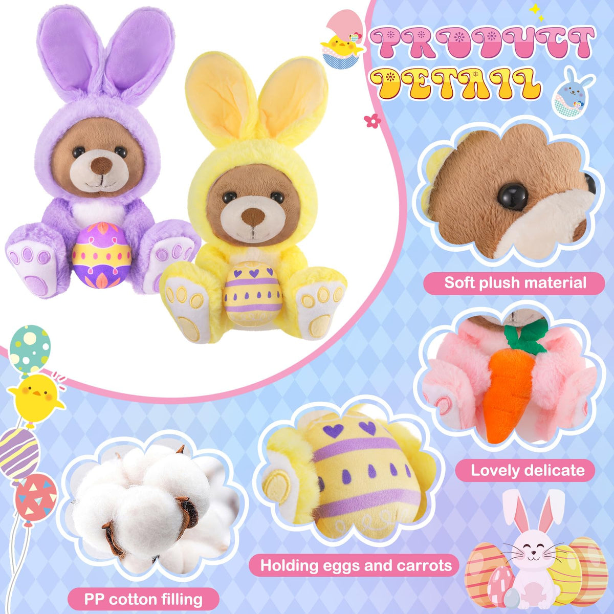 Shappy Easter bunny plush purple, pastel companion for playtime and decor