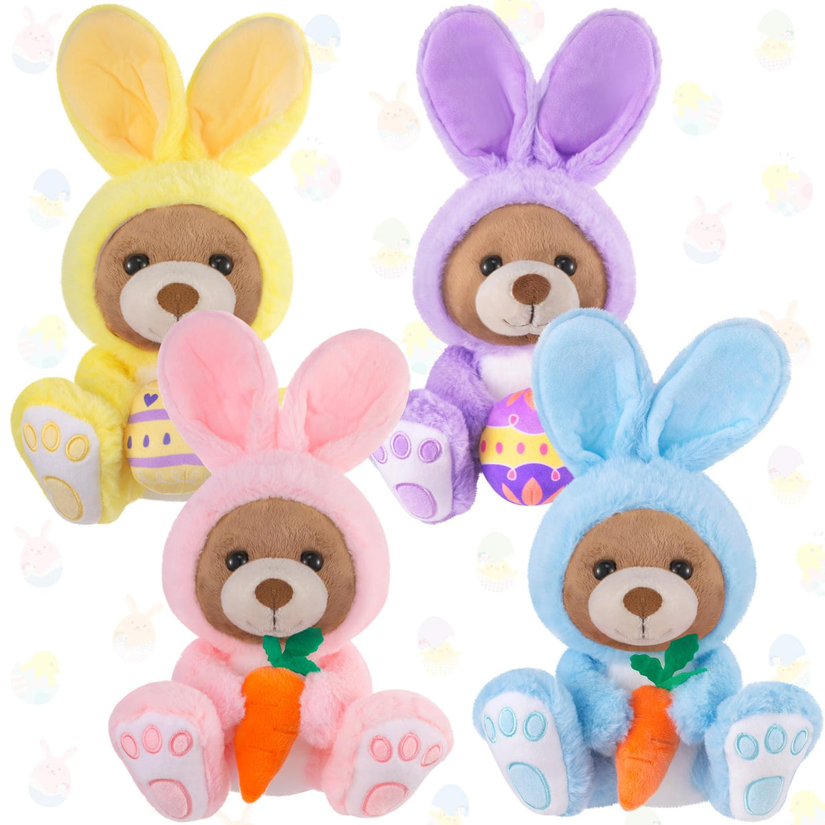 Shappy Easter bunny plush yellow with carrot prop, great for Easter baskets
