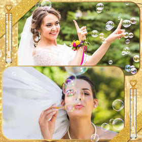 Shappy elegant gold wedding favors elevate the reception ambiance.