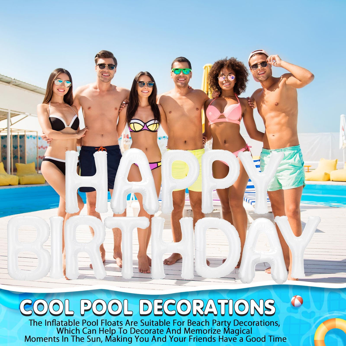 Shappy floating letters form a dramatic backdrop for selfies and party moments.