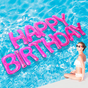 Shappy hot pink 20-inch Happy Birthday letters float for vibrant pool backdrop