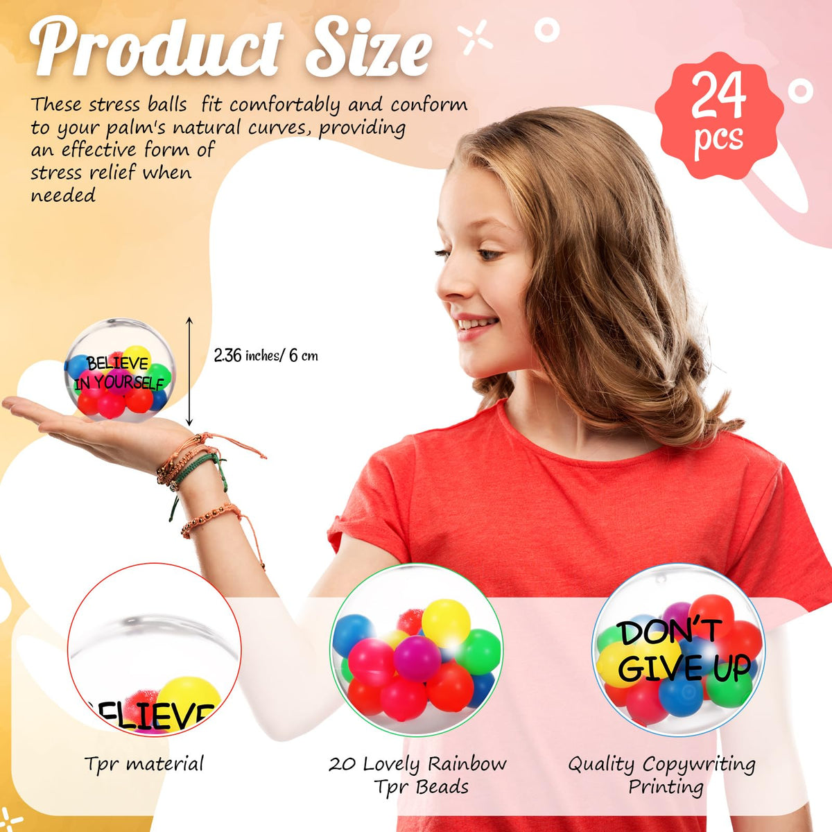 Shappy stress balls with inner colorful beads provide tactile focus during use