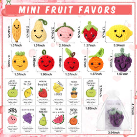 Shappy inspirational fruit cards with knitted strawberries to motivate teams.