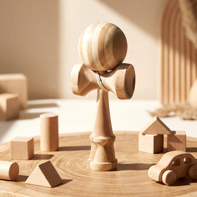 Shappy kendama pre-threaded-ball feature enables quick setup.