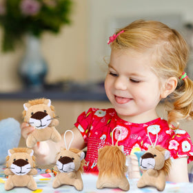 Shappy lion plush decor for bedroom or living space.