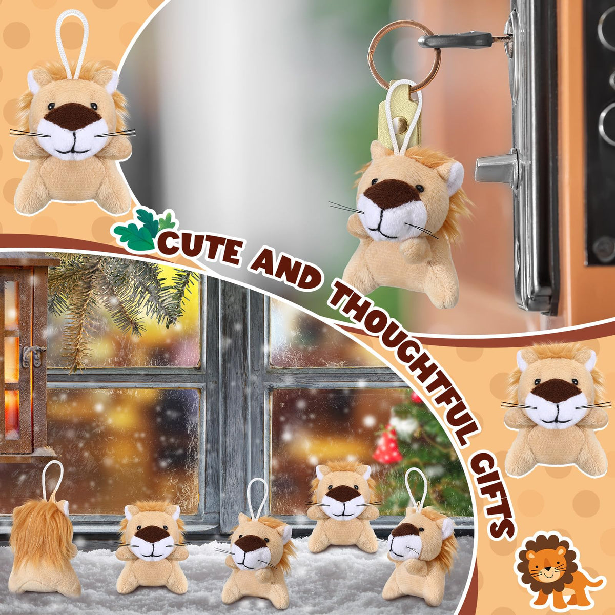 Shappy lion mini plush with lanyard, perfect as a hanging ornament.
