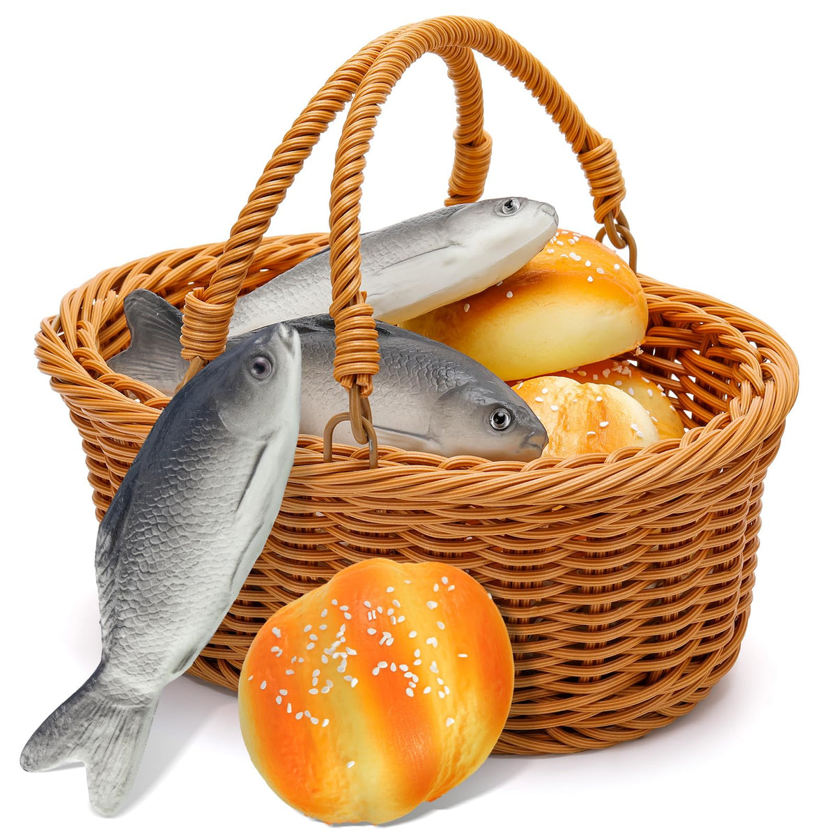 Shappy miracle loaves and fish set: realistic fake fish for Bible storytelling