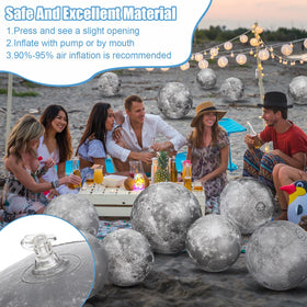 Shappy moon inflatable ball 16-inch with surface detail for realistic space demonstrations.