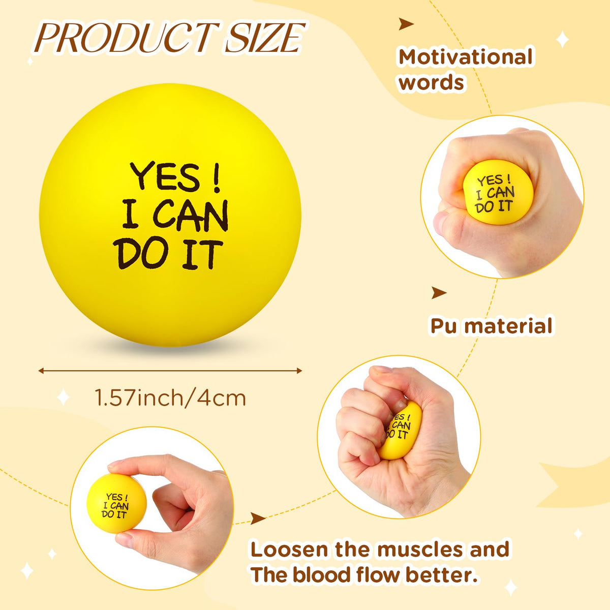 Shappy motivational stress ball set features 9 quotes for workspace encouragement and focus.