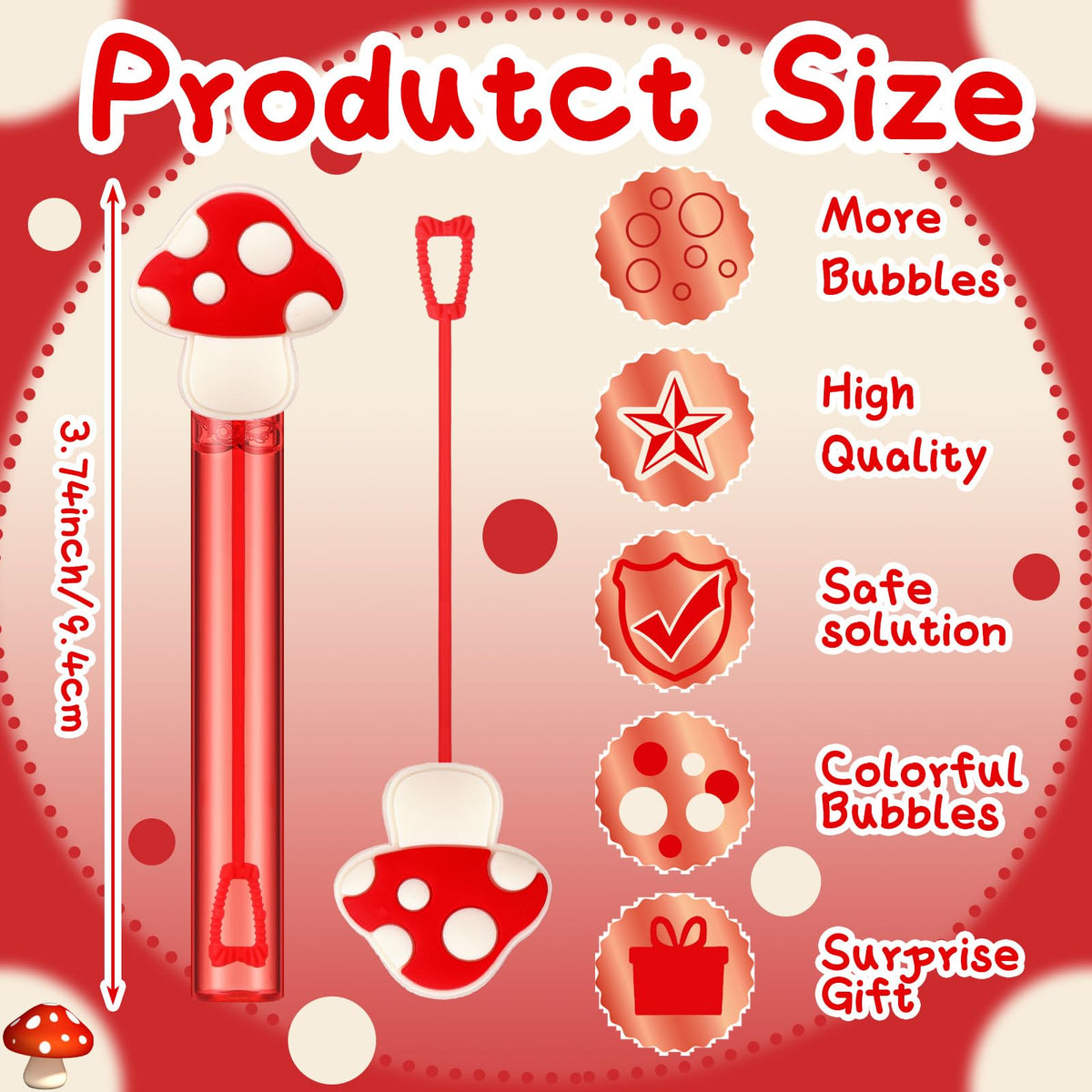 Shappy mushroom bubble wand bulk packaging for easy party prep.