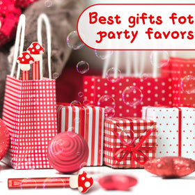 Shappy mushroom bubble wand with vibrant red and white colors for festive mood.