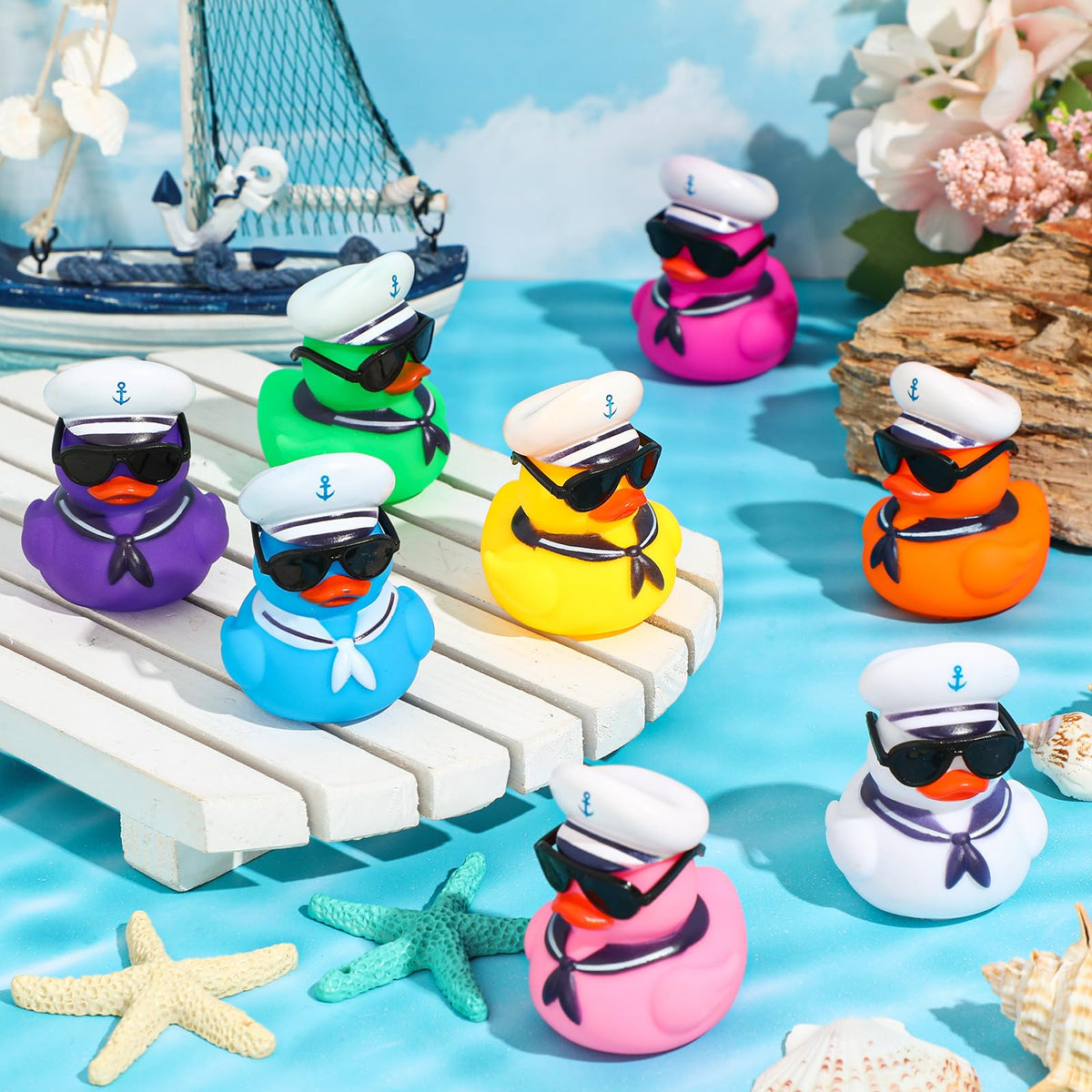 Shappy nautical printed ducks with anchors for cruise decor