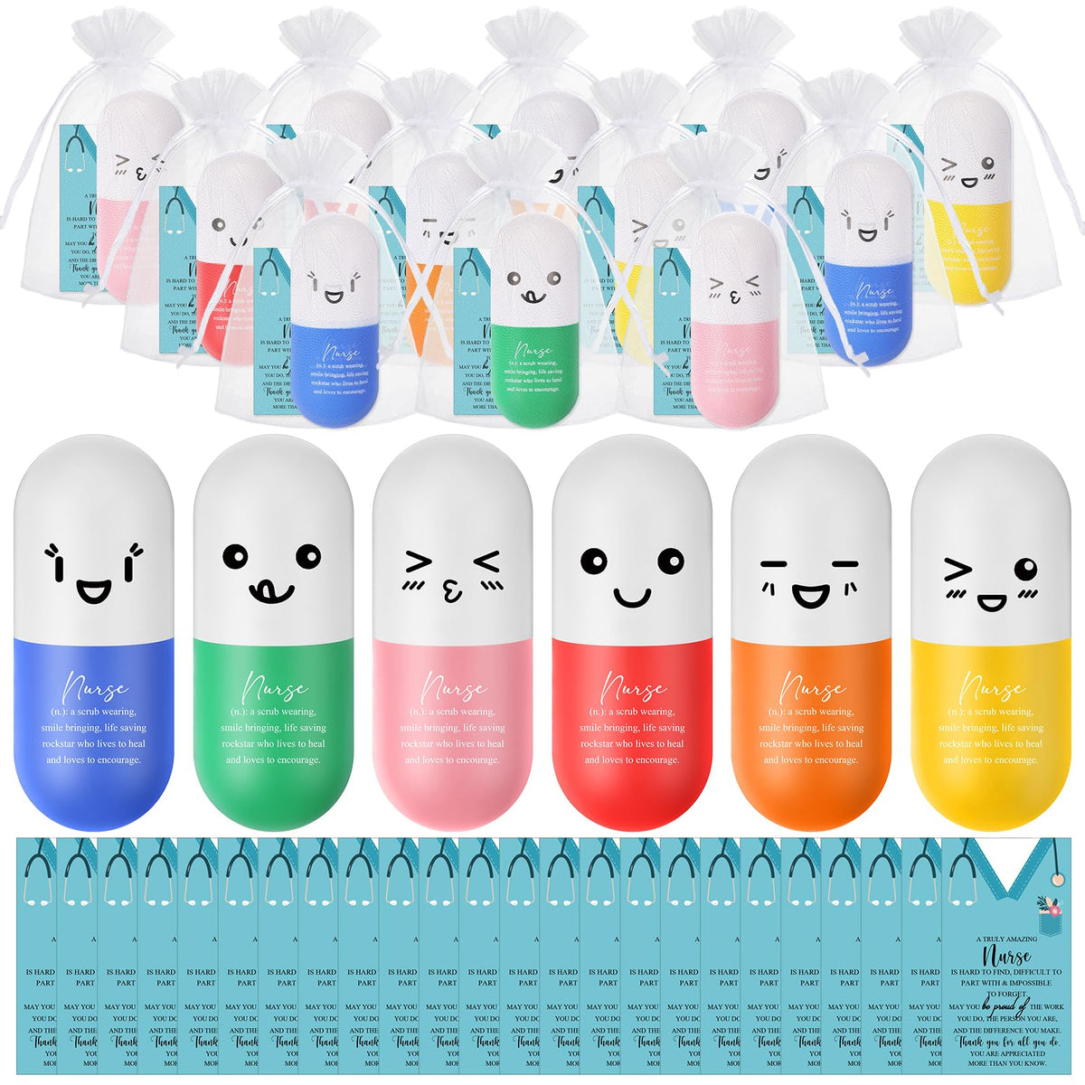 Shappy pill stress balls 12-pack for desk relief and gift-ready nurse appreciation