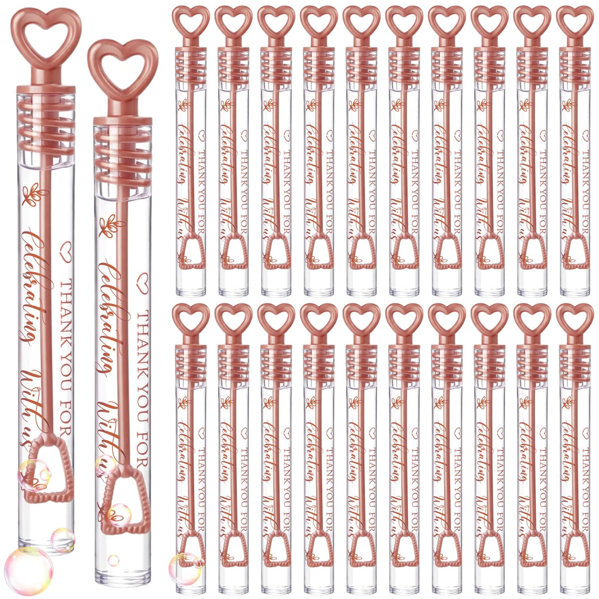 Shappy rose gold key-shaped bubble wand bulk set for weddings and events