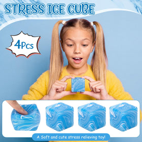 Shappy stress ice cube blue closeup texture, soft and squeezable surface