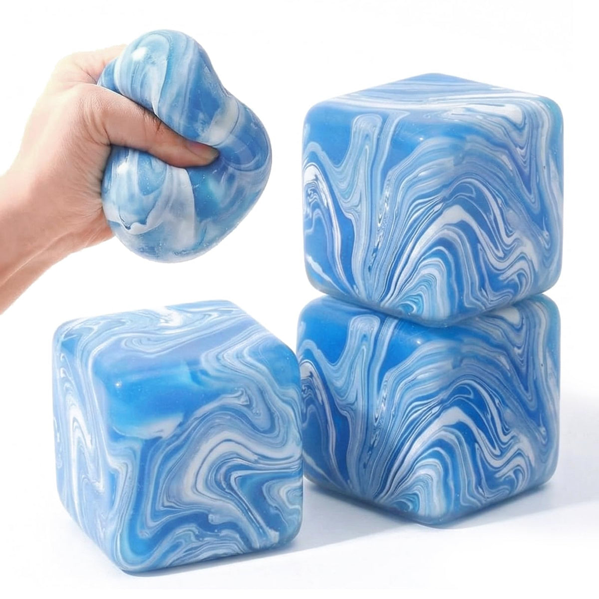 Shappy stress ice cube blue front view for portable focus and calm