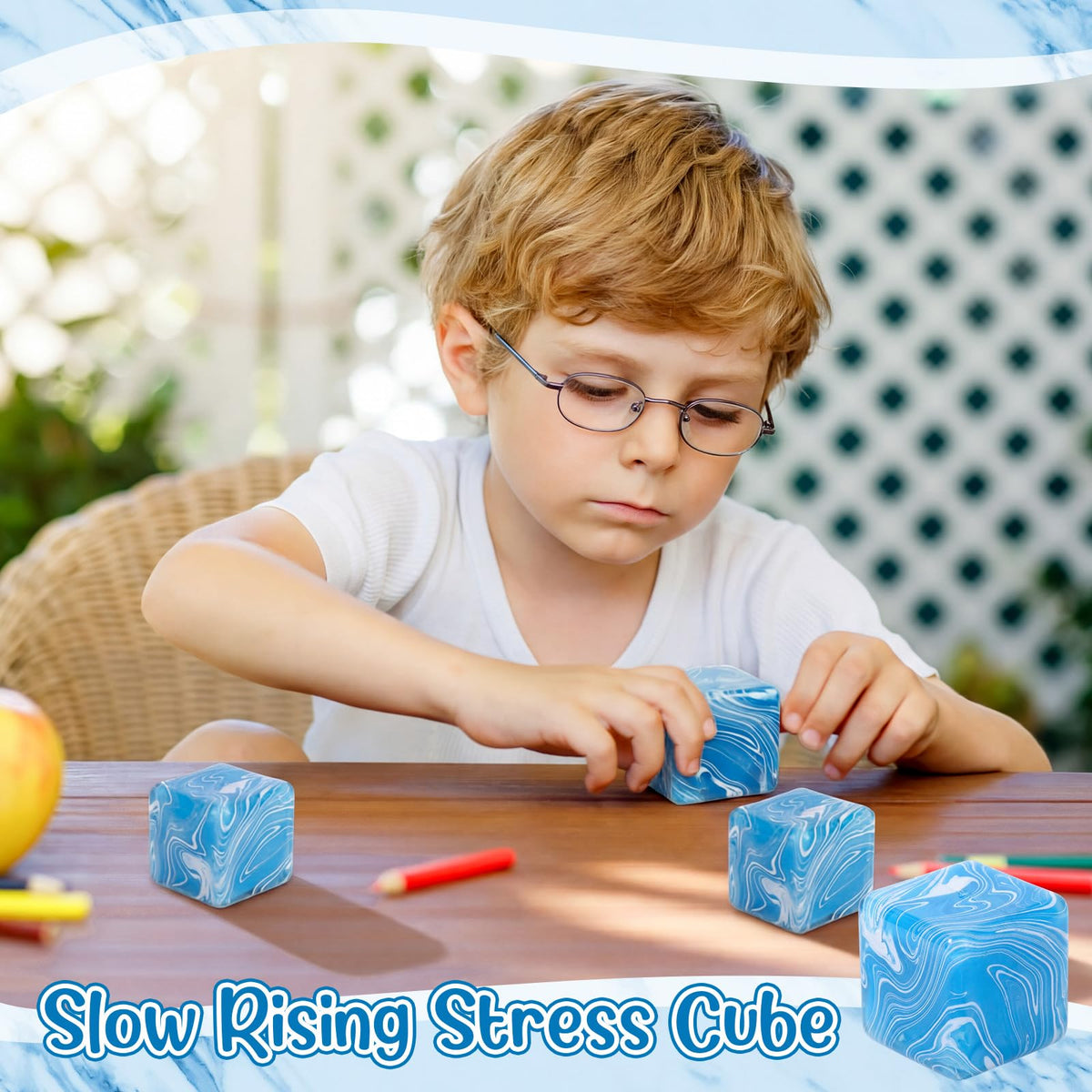 Shappy stress ice cube blue packaging, gift-ready set