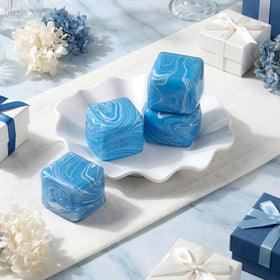 Shappy stress ice cube blue side view, ideal classroom prize option