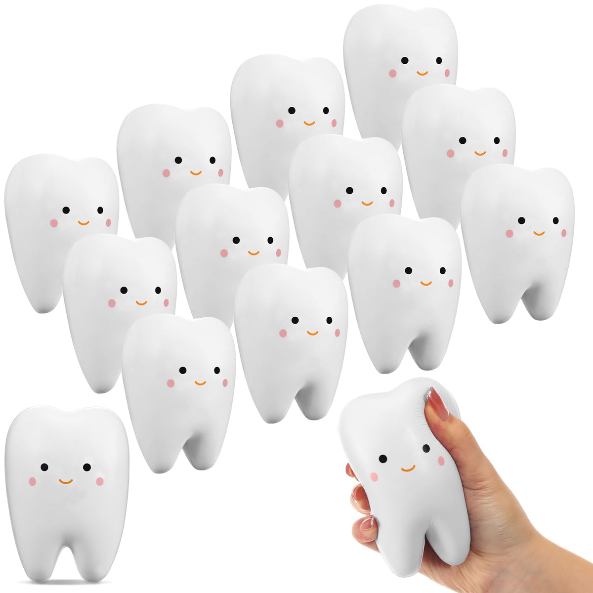 Shappy smiling tooth squeeze ball for desk stress relief