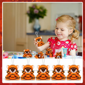 Shappy tiger plush bag charm – attachable hanging ornament for backpacks.