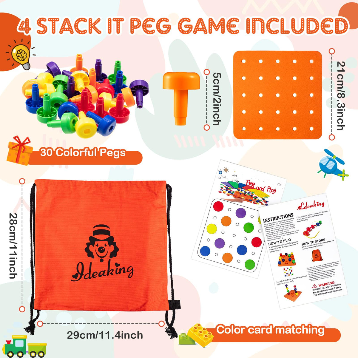 Shappy peg color assortment close-up highlighting bright pegs for color recognition.