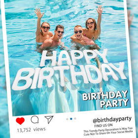 Shappy twenty-inch white birthday balloons add a sparkling focal point to any pool party.