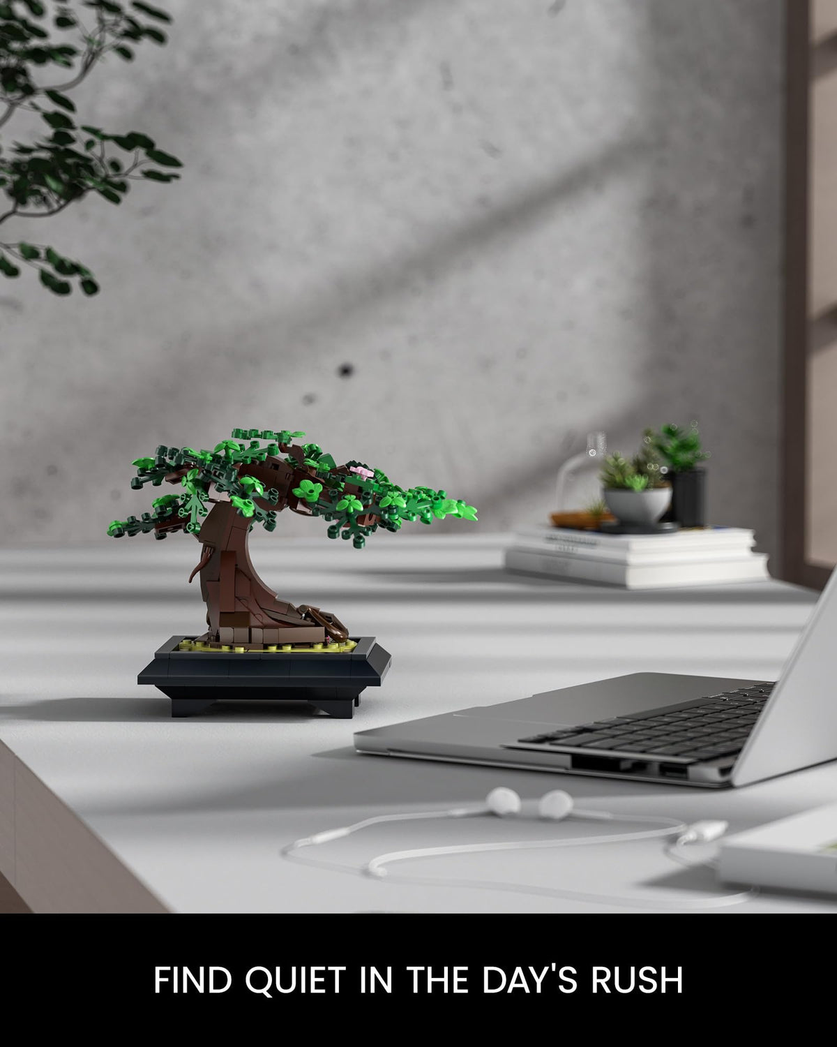 SHAREHB Bonsai Tree Building Set highlights golden autumn foliage for warm ambience.