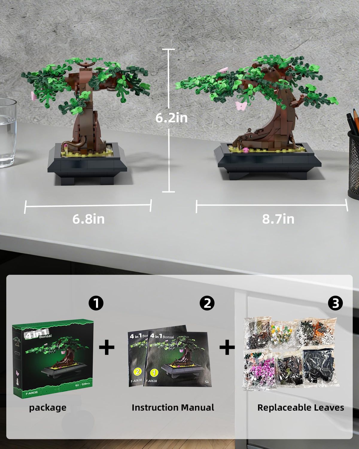 SHAREHB Bonsai Tree Building Set is safe for kids and adults to assemble on desks.
