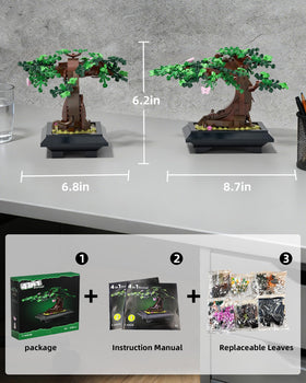 SHAREHB Bonsai Tree Building Set is safe for kids and adults to assemble on desks.