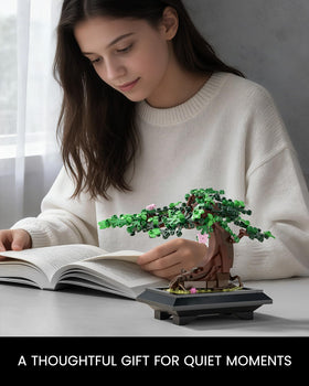 SHAREHB Bonsai Tree Building Set doubles as compact decor for desks and shelves.