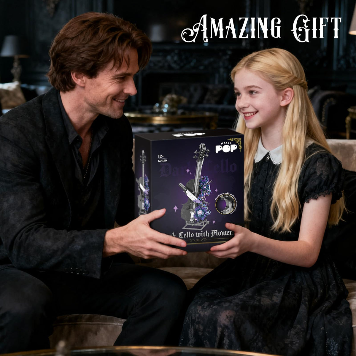 ShareHB Gothic Cello Valentine gift idea with dark elegance and interactive building.