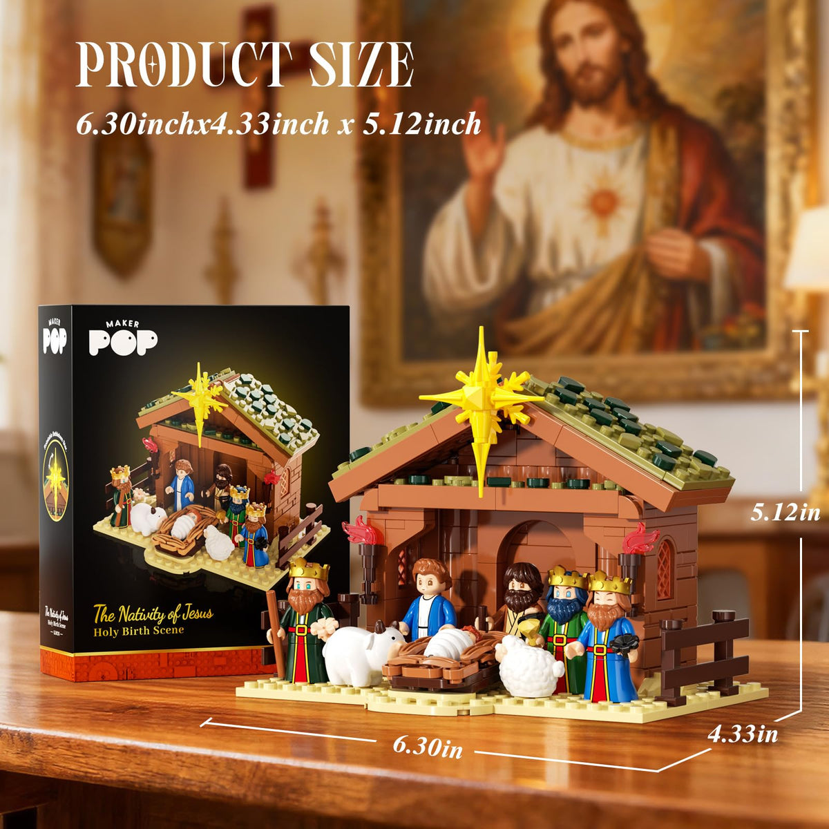 SHAREHB Nativity animals blocks add realistic detail to a classroom display.