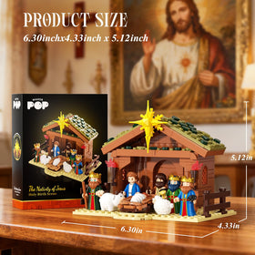 SHAREHB Nativity animals blocks add realistic detail to a classroom display.