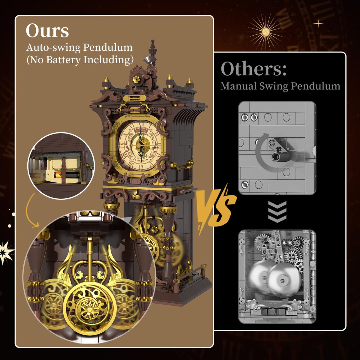SHAREHB Real Moving Pendulum – lifelike motion adds character to shelves and a focused hobby.