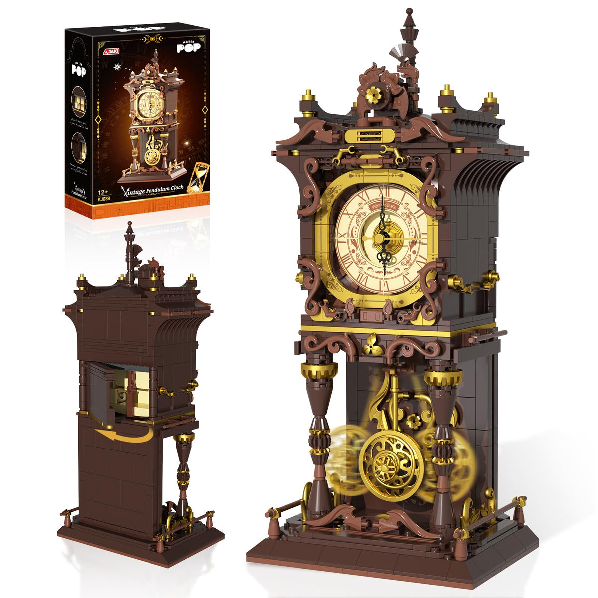 SHAREHB Vintage Swing Clock Build Set – pendulum motion enhances desk display and hands-on learning.
