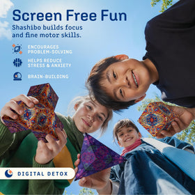 Shashibo 100+ shapes transform demonstrates creative, screen-free play for focus.
