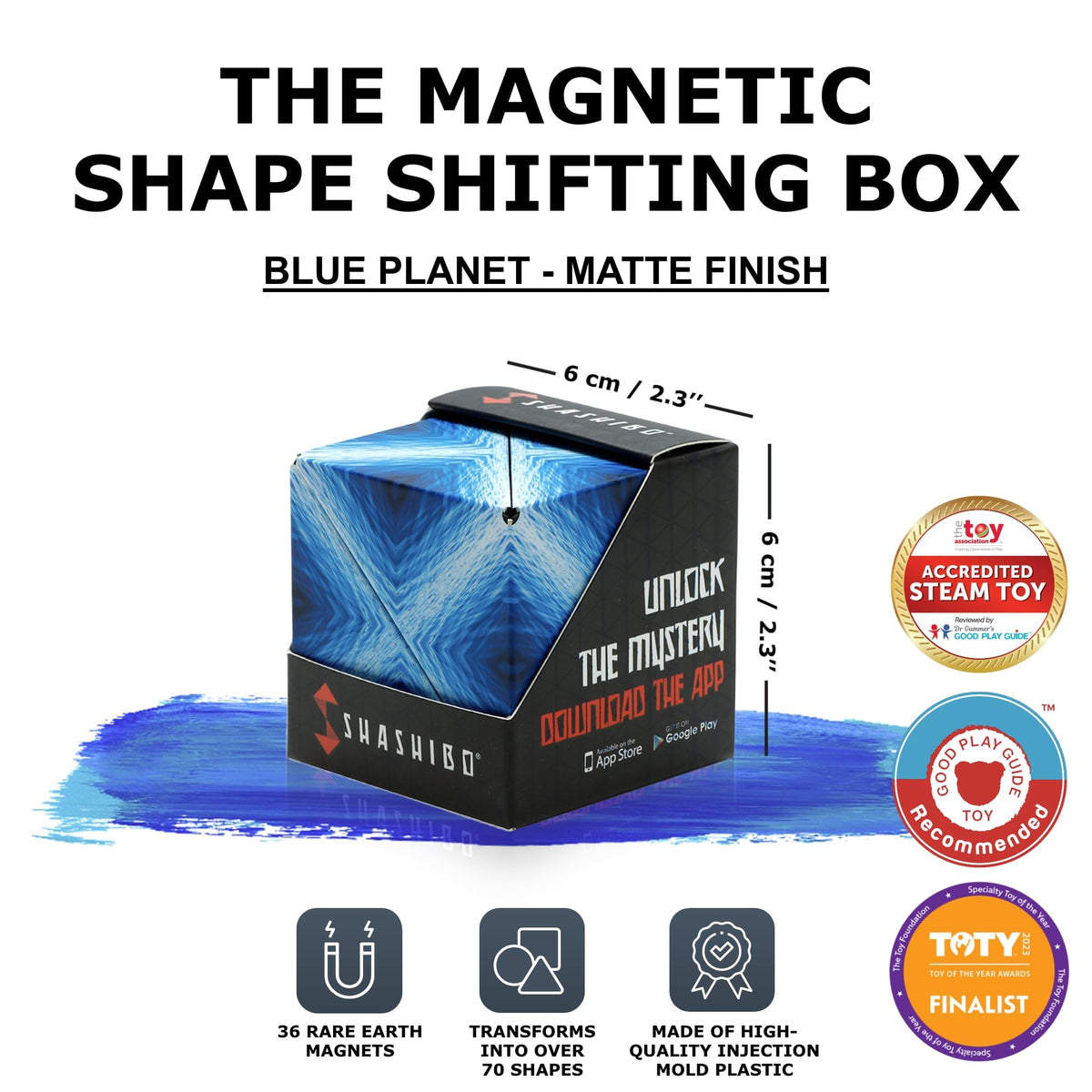 Shashibo Blue Planet magnetic cubes connect for expandable creative builds.